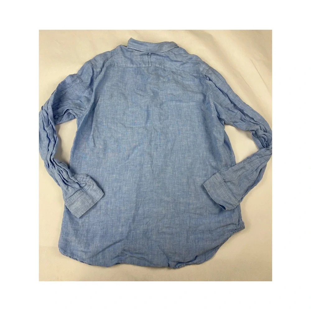 Banana Republic 100% Linen Shirt Men's Size Large Blue Camden Fit